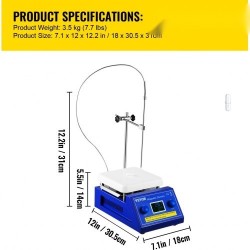 Magneettinen kuumalevysekoitin keraamipinnoitteella viiden litran kapasiteetti säädettävä 200–2000 r/min LED-näyttö 320°C