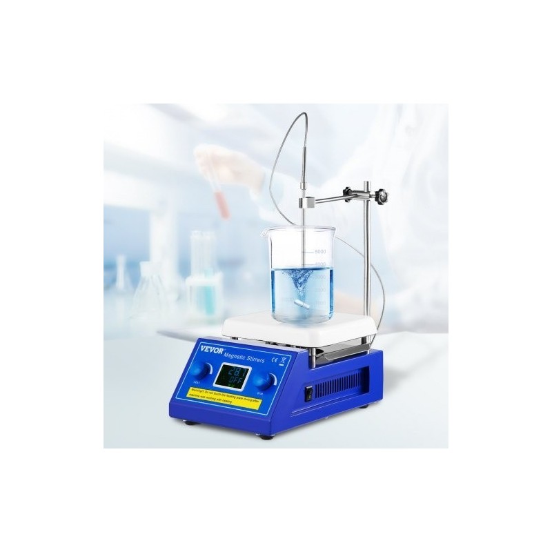 Magneettinen kuumalevysekoitin keraamipinnoitteella viiden litran kapasiteetti säädettävä 200–2000 r/min LED-näyttö 320°C