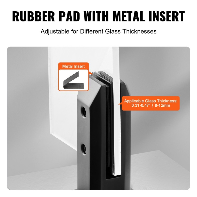 Lasikiinnikesarja neliömallinen ruostumatonta terästä 10 kpl 8–12 mm lasille