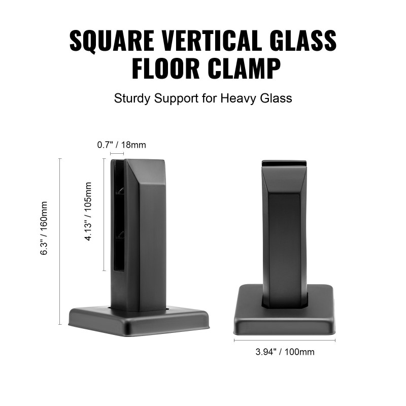 Lasikiinnikesarja neliömallinen ruostumatonta terästä 10 kpl 8–12 mm lasille