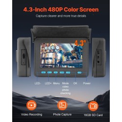 Viemärikamera 50 m kaapelilla 4,3-tuumainen näyttö IP68 6 LED-valolla 16GB muistikortti