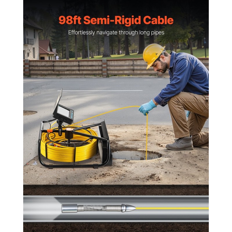 Viemärikamera 30 metrin kaapeli 4,3 tuuman värinäyttö 6 LED-valoilla vesitiivis