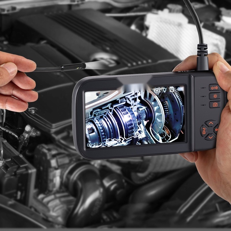 3-linssinen endoskooppikamera 4,5-tuumainen IPS-näyttö 1080p 5 metrin kaapelilla 2860 mAh akulla IP67