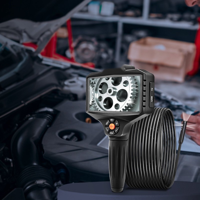 Kolmilinssinen tarkastuskaamera 5 metrin kaapelilla 5 tuuman näyttö täysteräväpiirto 8-kertainen zoomaus