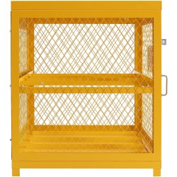 Kaasusäiliökaappi teräs kaksitasoinen 10 nestekaasusäiliölle keltainen jauhemaalaus