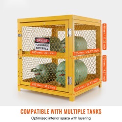 Kaasusäiliökaappi teräs kaksitasoinen 10 nestekaasusäiliölle keltainen jauhemaalaus