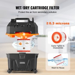 Märkä ja kuivaimuri 15 L 1200 W IP24 PP-muovinen pyörillä puhallintoiminnolla