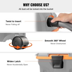 Märkä ja kuivaimuri 15 L 1200 W IP24 PP-muovinen pyörillä puhallintoiminnolla