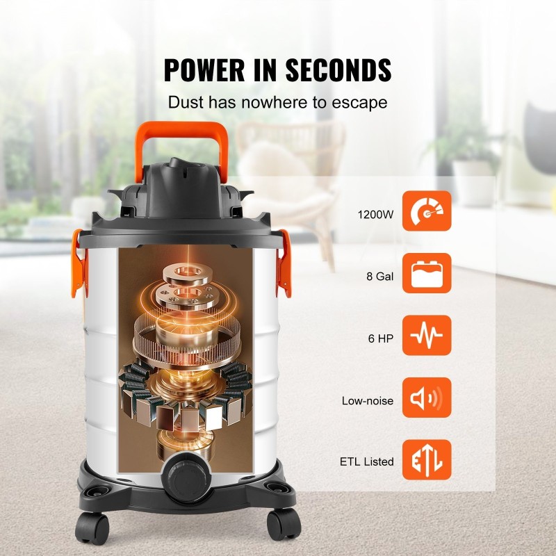 Märkä ja kuivaimuri ruostumaton terässäiliö 30 litraa 1200 wattia puhallintoiminto varusteilla