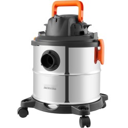 Märkä kuivaimuri ruostumattomasta teräksestä 20 l säiliöllä pyörillä ja suulakkeilla