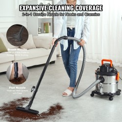 Märkä-kuivaimuri ruostumattomasta teräksestä 20 l säiliöllä pyörillä ja suulakkeilla