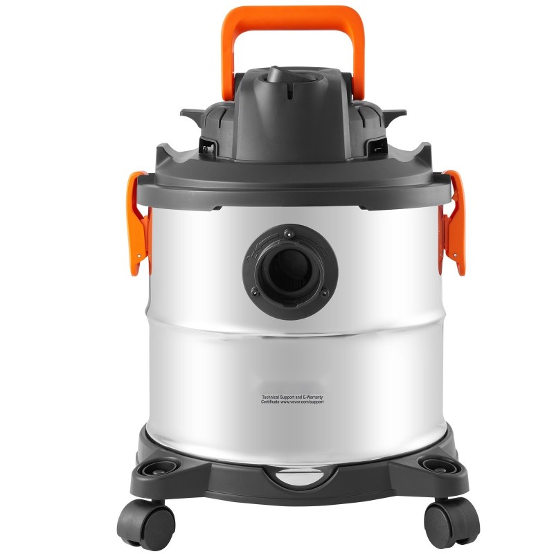 Märkä-kuivaimuri ruostumattomasta teräksestä 20 l säiliöllä pyörillä ja suulakkeilla