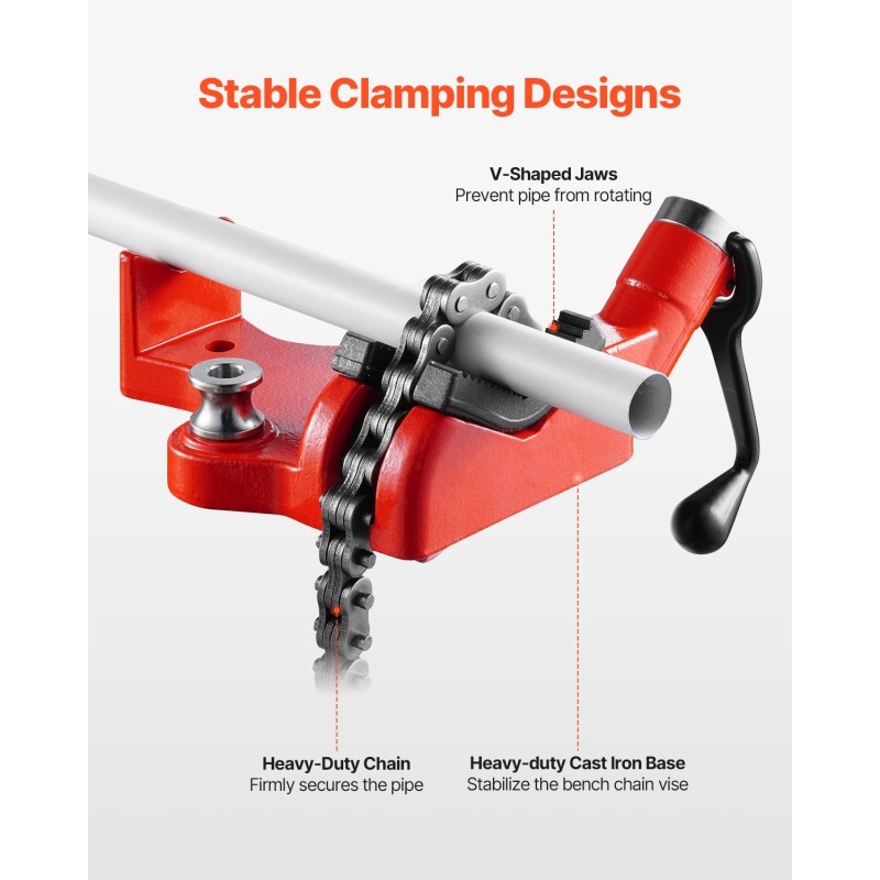 Penkkiketjuruuvipenkki valurautapohja 1/4–6 tuuman putkille 28 tuuman ketju