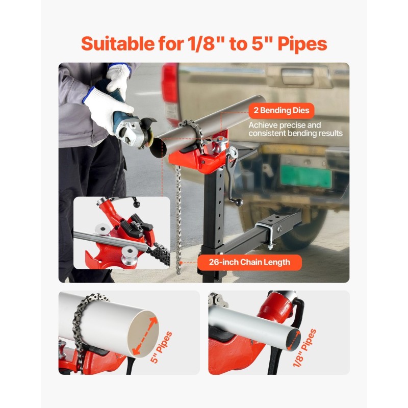 Putkiketjuruuvipenkki valurauta 1/8–5 tuumaa putkille 660 millimetriä ketjulla