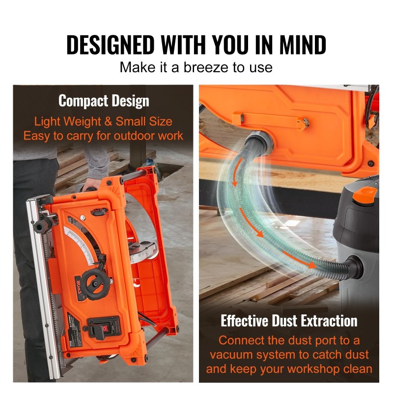 Pöytäsaha puulle 1800 W 625 mm pitkittäiskapasiteetti 85 mm leikkuusyvyys