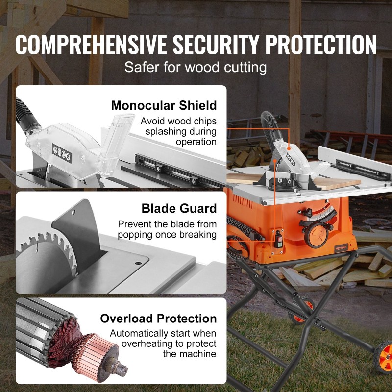 Pöytäsaha 254 mm terä 1800 W 625 mm halkaisukapasiteetti jalustalla