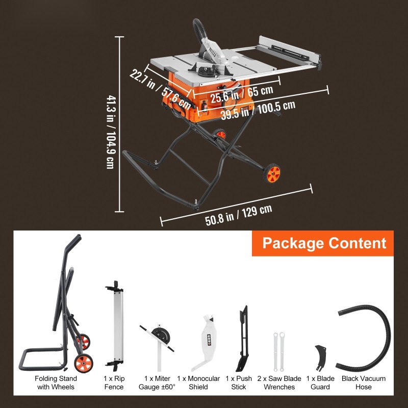 Pöytäsaha 254 mm terä 1800 W 625 mm halkaisukapasiteetti jalustalla