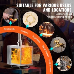 Siirrettävä propaanitaontauuni 1-poltin neliöpolttokammio modulaarinen 201-ruostumaton teräs 1427°C
