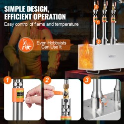 Propaanitaontauuni kolmipolttiminen suuri neliökammio 201-ruostumaton teräs 1427°C veitsien taontaan