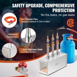 Kannettava propaanitaontauuni 3 poltinta suuri neliökammio 201 ruostumaton teräs