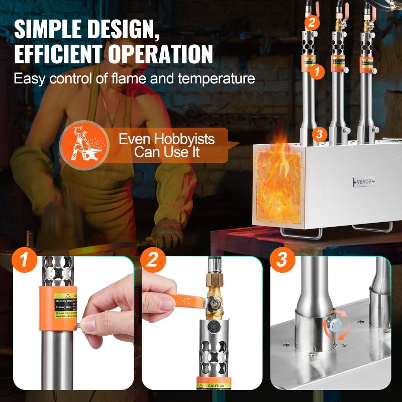 Kannettava propaanitaontauuni 3 poltinta suuri neliökammio 201 ruostumaton teräs