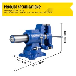 Ruuvipenkki 6 tuuman pallografiittivalurauta karkaistut leuat 360 astetta kääntyvä