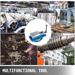 Tarkkuusruuvipuristin pallografiittiraudasta leukaleveys 100 mm 360 asteen kääntyvällä jalustalla jyrsintään ja poraukseen