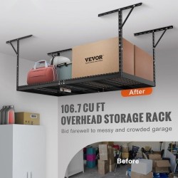 Autotallin kattohylly kylmävalssattua terästä 121,9x243,8 cm säädettävä 55,9–101,6 cm 272 kg musta