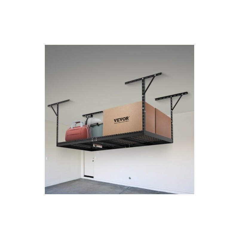 Autotallin kattohylly kylmävalssattua terästä 121,9x243,8 cm säädettävä 55,9–101,6 cm 272 kg musta