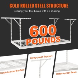 Kattokiinnitteinen autotallin säilytyshylly kylmävalssattu teräs 48x96 tuumaa säädettävä 22-40 tuumaa 272 kg