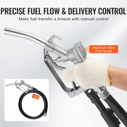 Polttoaineensiirtopumppu 12V 57 l/min 149W automaattisella sulkupistoolilla ja pitkillä letkuilla