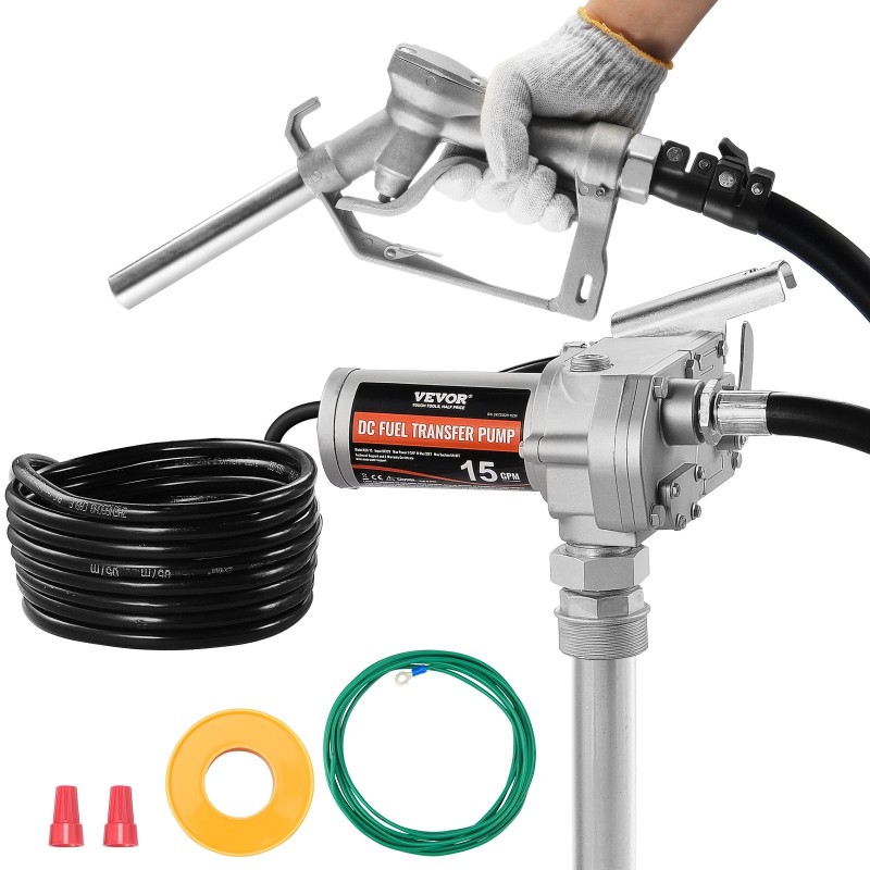 Polttoaineensiirtopumppu 12V 57 l/min 149W automaattisella sulkupistoolilla ja pitkillä letkuilla
