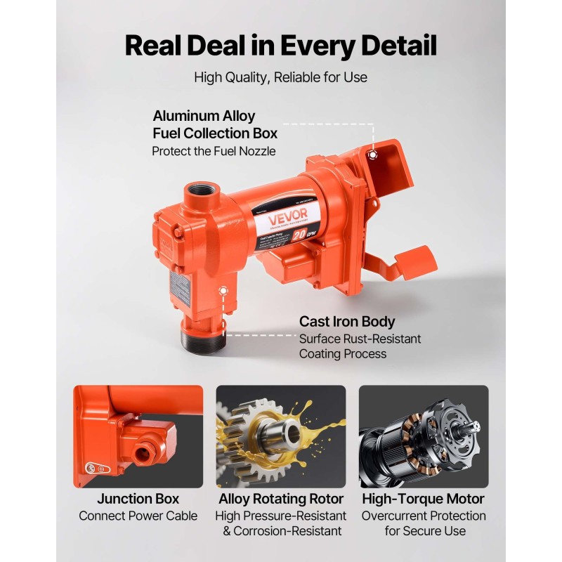 Räjähdyssuojattu polttoaineensiirtopumppu 12 V 76 l/min alumiiniseos 4 m poistoletku manuaalinen suutin