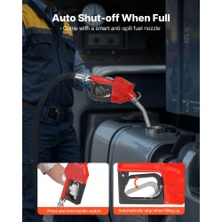 Polttoaineensiirtopumppu 12 voltin 40 l/min valurauta ja alumiini kannettava automaattisulkuinen täyttösuutin
