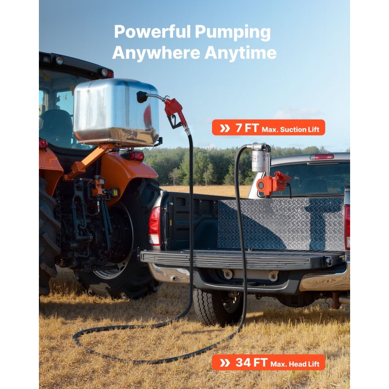 Polttoaineensiirtopumppu 12 voltin 40 l/min valurauta ja alumiini kannettava automaattisulkuinen täyttösuutin