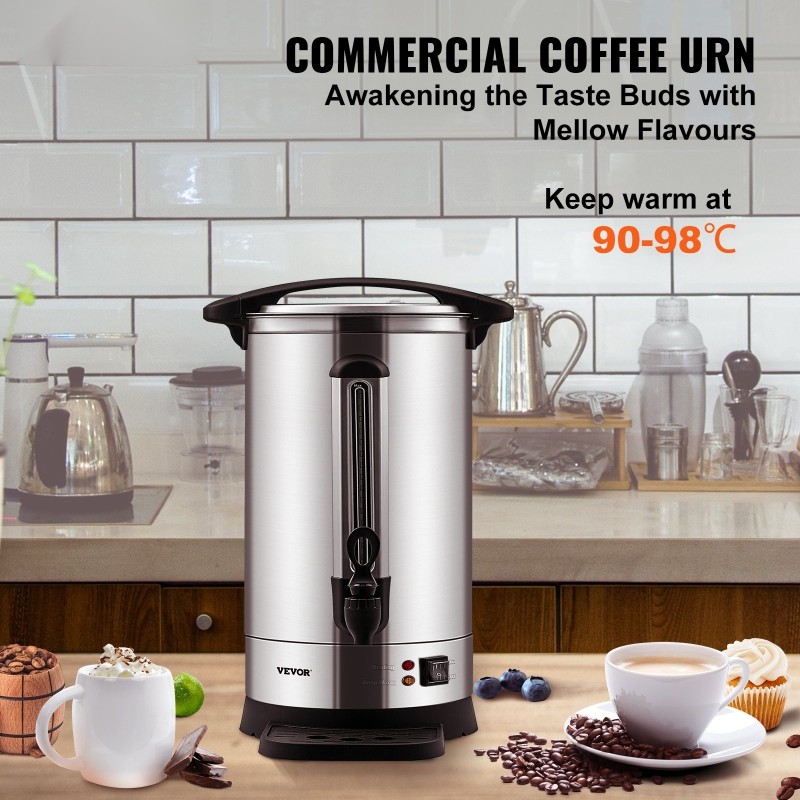 Sähkökahvipannu kaksoisvaippa irrotettava virtajohto 9,75 l 65 kupillista ruostumatonta terästä