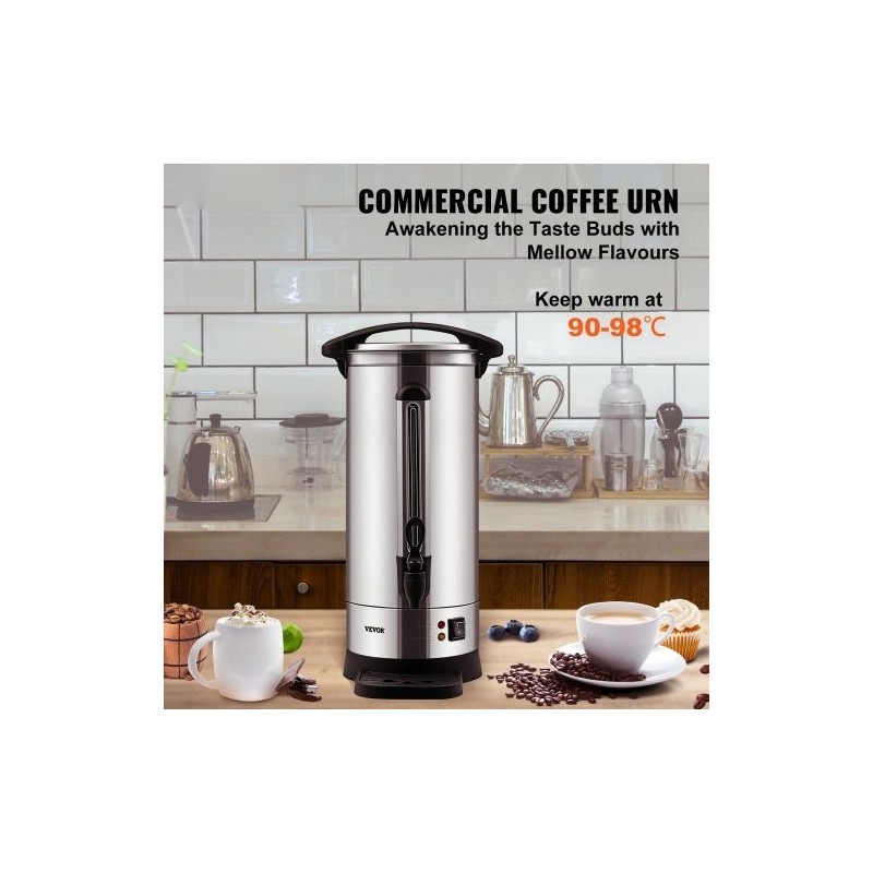 Kahvipannu ruostumattomasta teräksestä 16,4 l noin 110 kuppia 1500W kaksoisseinällä irrotettavalla virtajohdolla