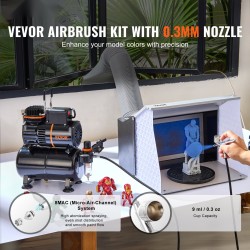 Airbrush setti kompressorilla 3,5 l ilmasäiliö 0,3 mm suutin elintarvikekoristeluun