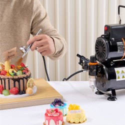 Airbrush setti kompressorilla 3,5 l ilmasäiliö 0,3 mm suutin elintarvikekoristeluun