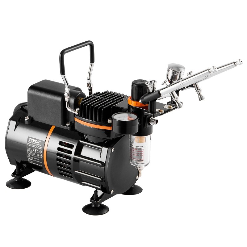 Airbrush-setti 3 airbrushia suutinkoot 0,2 0,3 0,8 mm kaksituulettiminen kompressori kakkukoristeluun