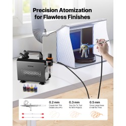 Airbrush-paketti 120 W kompressorilla kaksitoiminen kynä 3 suutinta akryylimaaleilla