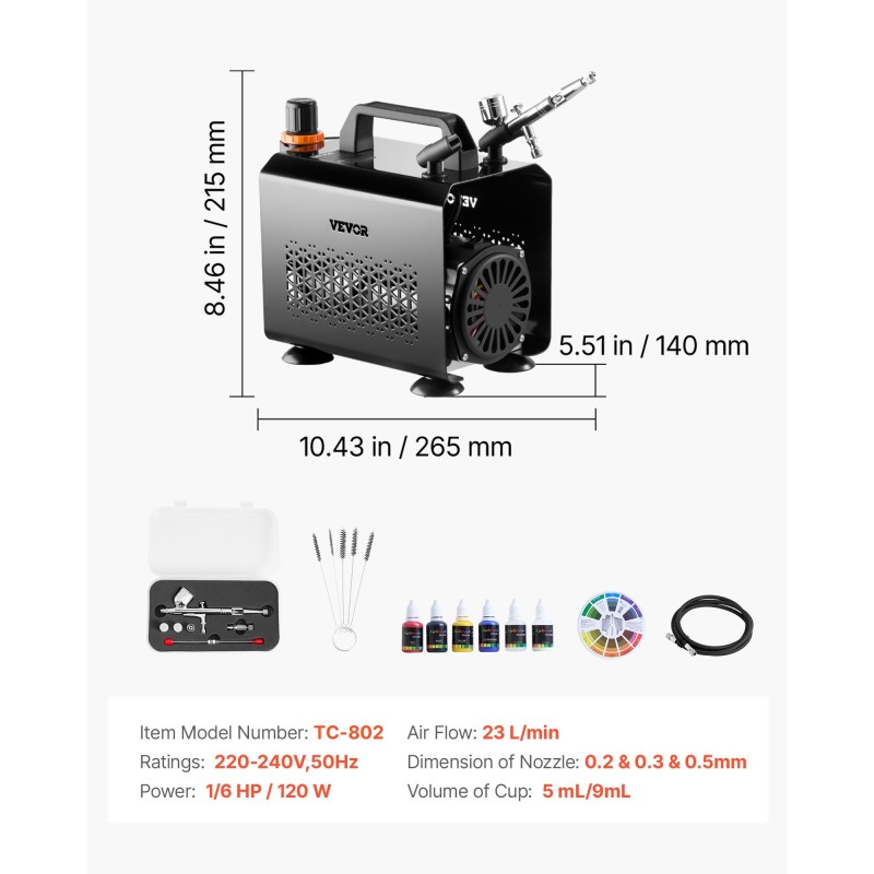 Airbrush-paketti 120 W kompressorilla kaksitoiminen kynä 3 suutinta akryylimaaleilla