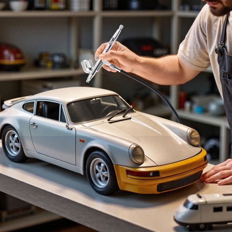 Airbrush-paketti 120 W kompressorilla kaksitoiminen kynä 3 suutinta akryylimaaleilla