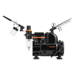 Kynäruiskusetti kompressorilla hiljaisella käyntiäänellä kolmella kaksitoimisella ruiskulla akryyliväreillä