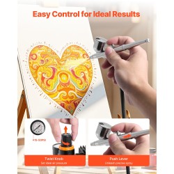 Kynäruiskusetti kompressorilla hiljaisella käyntiäänellä kolmella kaksitoimisella ruiskulla akryyliväreillä