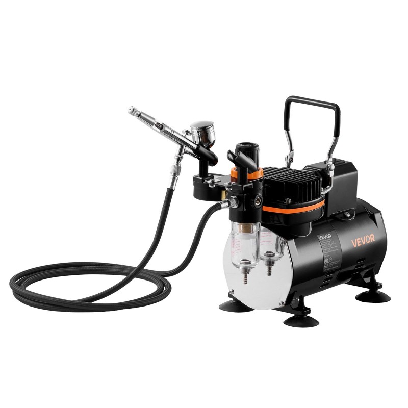 Airbrush-setti hiljainen kompressori kaksoistoiminen pistooli 3 suutinta 0.2 0.3 0.5 mm