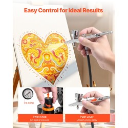 Ilmasivellinsarja 120 watin kompressorilla säiliöllä kaksoistoiminen 0,3 mm suutin akryylimaalit ja letku