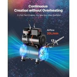 Ilmasivellinsarja 120 watin kompressorilla säiliöllä kaksoistoiminen 0,3 mm suutin akryylimaalit ja letku