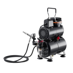 Airbrush-maaliruiskusarja kompressori 3 L säiliö kaksoistoiminen ruisku 3 suutinta akryylivärit hiljainen