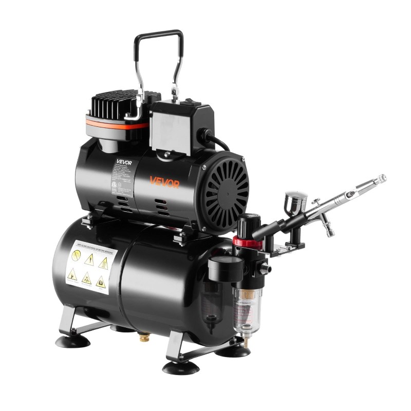 Airbrush-maaliruiskusarja kompressori 3 L säiliö kaksoistoiminen ruisku 3 suutinta akryylivärit hiljainen